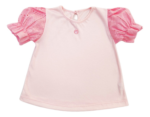 Remera Lisa Mini Anima Rosa Barbie Bullone Bebe Kid Broderie