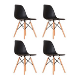 Cadeira De Jantar Empório Tiffany Eames Cor Preto 4 Unidades