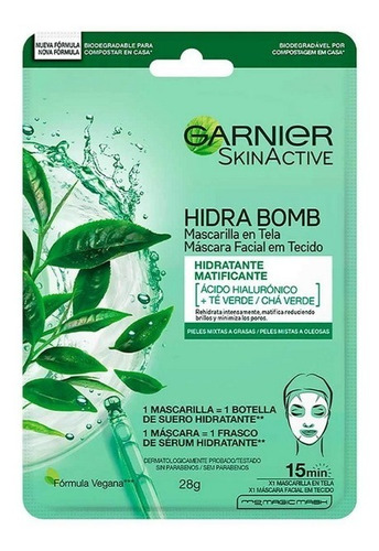 Mascarilla Facial En Tela Garnier Hidratante Matificante 28g