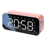 Reloj Digital Parlante Bluetooth Soporte Celular Despertador Color Rosa