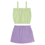 Conjunto Infantil Feminino Cropped Shorts Saia Marlan 64822