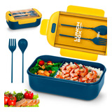 Lunch Box Bento Lonchera Térmica 1.1 L Con Cuchara Tenedor Color Amarillo Lunch Box Rectangular