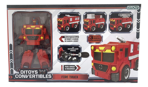 Camion Bombero Convertible Fire Truck Ditoys 2448