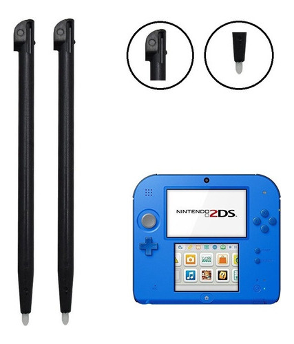 Lápiz Para Nintendo Old 2ds Plástico Negro Pantalla Tactl X2