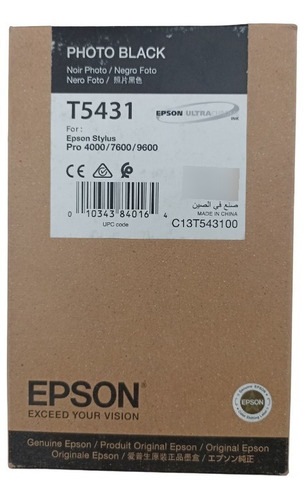 Cartucho De Tinta Epson T5431 Photo Black Para Pro 4000