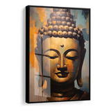 Quadro Decorativo Buda Meditação Estátua Com Moldura E Vidro