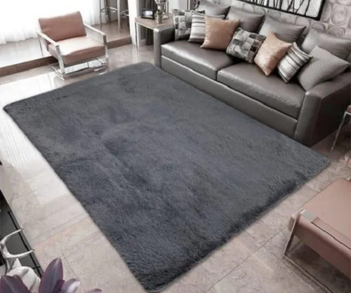 Alfombras Peludas Livianas 180x200 Cm Gris Oscuro