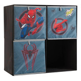Spiderman - Organizador Plegable Y Estantería Con 3 Cubos .