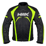 Chaqueta P/ Motociclista Hwk, Impermeable, Negro Y Verde, L