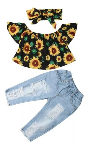 Conjunto De Jean Y Blusa De Girasol