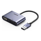 Hub Adaptador Ugreen Conversor Usb 3.0 P/hdmi E Vga Cinza