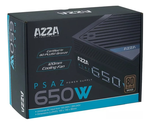 Fuente Alimentación Pc Azza Psaz-650w 650w Negra 200v - 240v