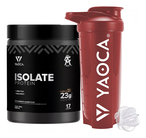 Suplemento En Polvo Yaoca Isolate Whey Protein 500g + Shaker Sabor Chocolate