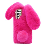 Funda Para Galaxy S22 Ultra Conejo Pompon De Piel Fucsia