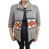 Suéter Mujer Grecas 100% Lana Artesanal 3/4 Tejido + Colores