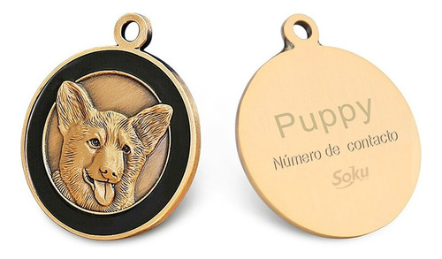 Placa Perro Gato Personalizada Identificación Razas Inoxida Color Corgi