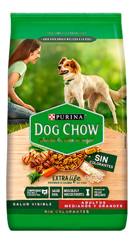 Dog Chow Sin Colorante Adulto Mediano Y Grande X 15+2 Kg