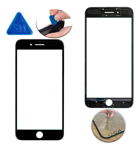 Vidrio Glass Con Oca + Marco Compatible Con iPhone 7 Plus