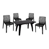 Set 4 Sillas Perla 1 Mesa Rectangular Mascardi Negra