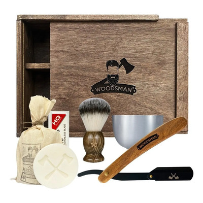 Woodsman - Kit De Navaja Y Afeitado Con Porta Navajas Negro | Meses sin interés