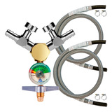 Registro De Gás Alta Pre. 2 Saídas C/ Manômetro + 2 Mang. 2m