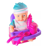 Bebe Muñeca Poppi Bebote Con Sillita Para Comer + Accesorios