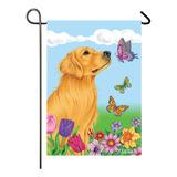 Golden Retriever - Bandera De Jardín De Mariposas