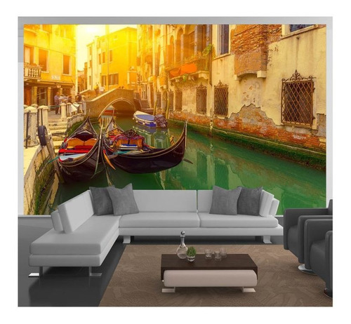 Adesivo De Parede Veneza Gondolas Itália 3d 12m² Ntr127