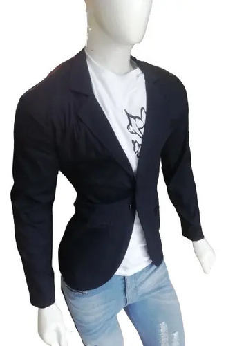 Saco Azul Marino Strech Gabardina Vestir O Casual
