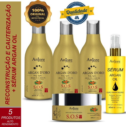 Kit Sos Reconstrução Cauterização 5 Produtos Anjore Promoção