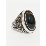 Anillo De Plata Onix Negro Diseño Hombre Talla 9.5