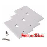 Tapa Placa Para Caja Pared 1 Jack Rj45 Utp Paquete 25 Piezas