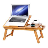 Mesa De Cama Bambu Base Enfriadora Para Laptop 2 Ventiladore