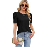 Blusa Casual Moda Manga Abullonada Blusa Para Mujer Elegante