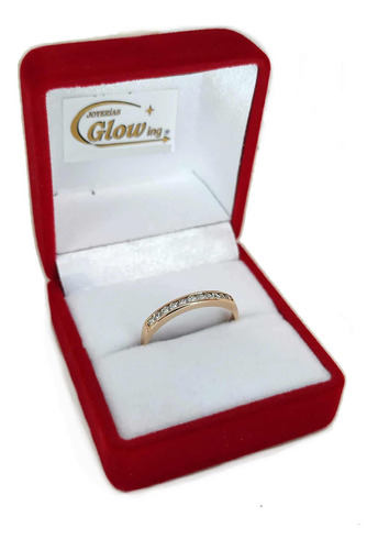 Anillo Cintillo Oro 18k Compromiso Cubic Blancos Glowing