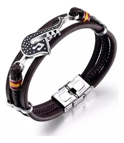 Nuevo Brazalete Saxofón Música Cuero Con Acero Titanio B223