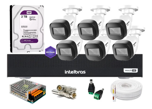 Kit 6 Cam Intelbras 1130b Dvr 8ch Intelbras C/ 2 Tb Purple