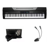 Kit Piano Arranjador Kurzweil Ka70 Com Microfone E Luminária