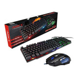 Combo Kit Teclado Gaming Mouse Rgb 2400dpi An300 Español Color Del Teclado Negro