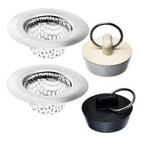 Paquete De 4 Coladores Y Tapones Para Lavabo De Bano - Cesta