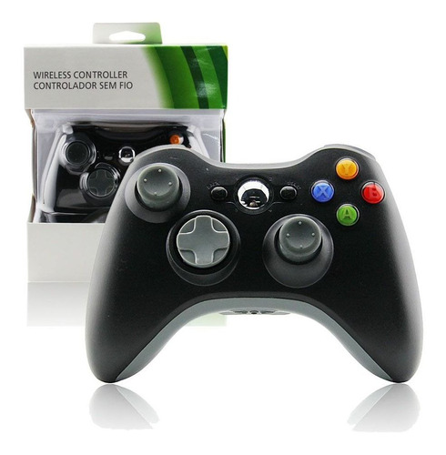 Controle Sem Fio Compatível Xbox 360 Joystick Wireless Preto