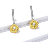 Hermosos Aros Girasol De Plata Ley 925, Chapado En Oro.. 