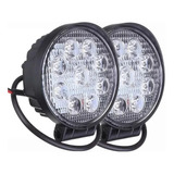 Pack X 2 Faro Auxiliar Proyector 9 Led 27w Redondo Off Road