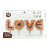 Gancho Adhesivos Baño Cocina 4pzs Kawaii Hogar Home Love Color Mixto