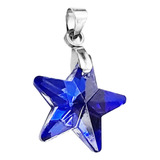 Dije Azul 20mm Estrella Cristal Facetado Acero Quirur C:8352