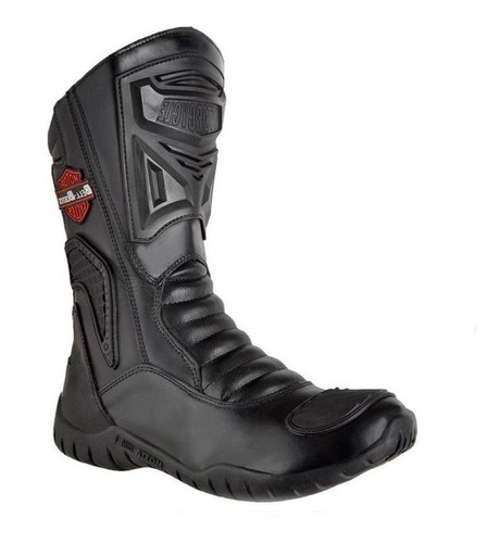 Bota Motociclista Masculina Couro Cano Alto Palmilha Macia