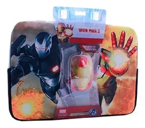 Kit Funda Notebook 14 + Mouse Retractil Sleeve Iron Man