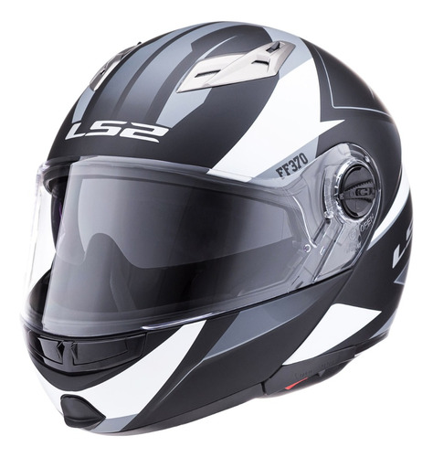 Casco Para Moto Rebatible Ls2 Easy Ff370 Negro Blanco Xl