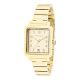 Relogio Feminino Dourado Quadrado Technos Com Data