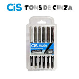 Caneta Lettering Brush Pen C/6 Tons Cinza Cis